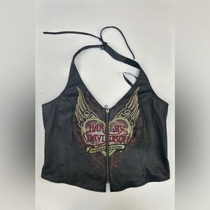 Leather HARLEY DAVIDSON Corset Vest LARGE